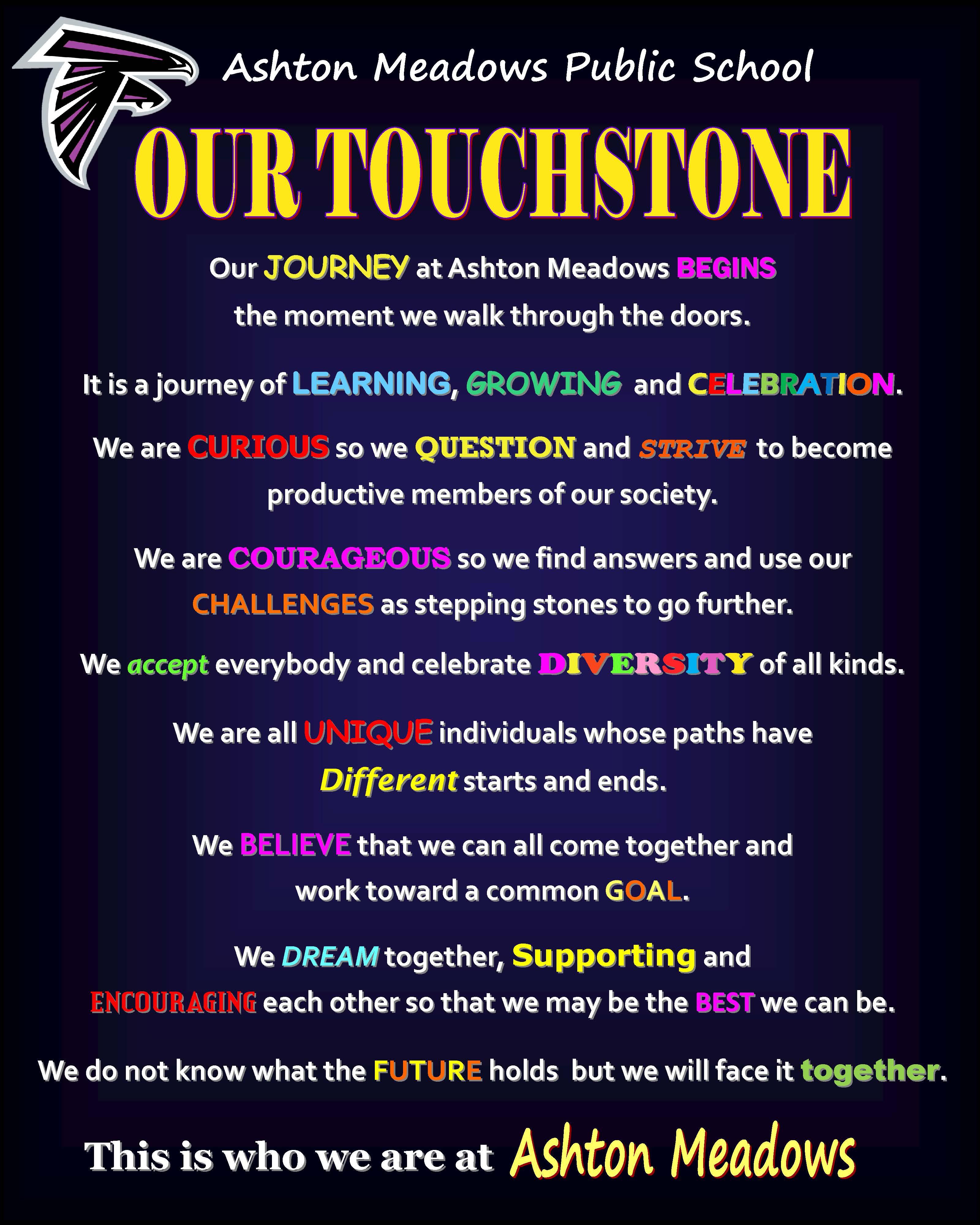 Colourful image of the touchstone words.